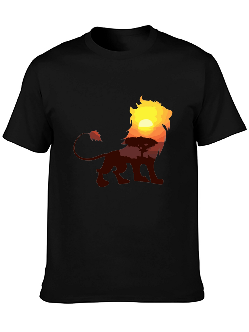 Lion Sunset Graphic Tee - Classic Black T-Shirt