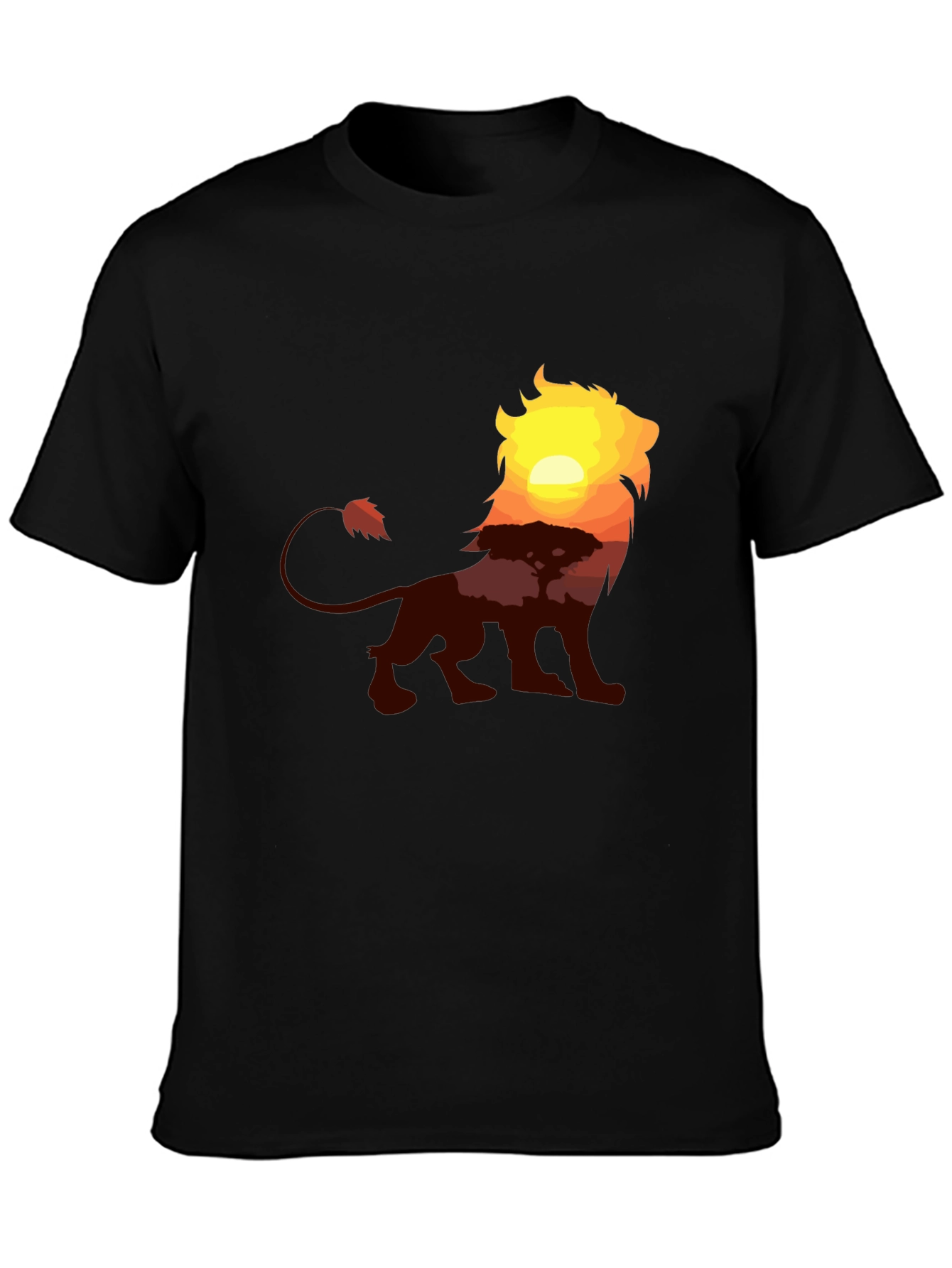 Lion Sunset Graphic Tee - Classic Black T-Shirt
