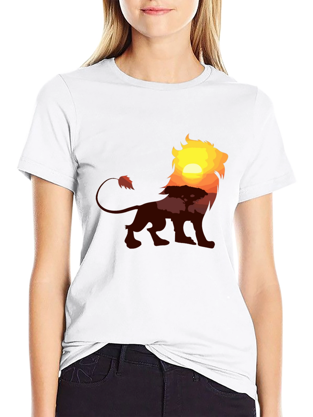 Lion Sunset Graphic Tee - Classic Black T-Shirt