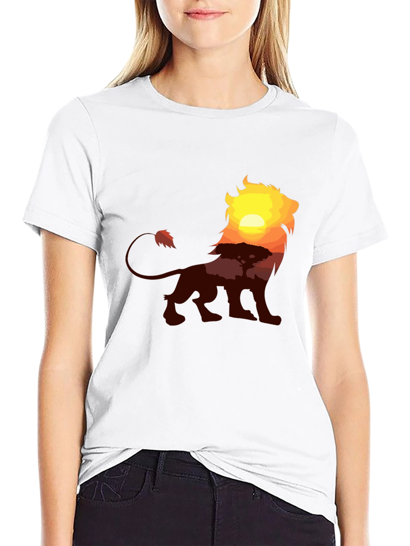 Lion Sunset Graphic Tee - Classic Black T-Shirt