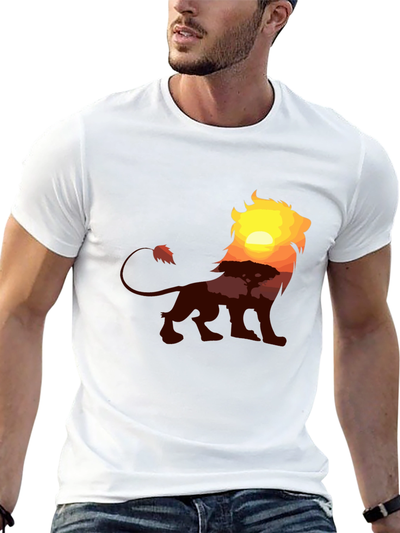 Lion Sunset Graphic Tee - Classic Black T-Shirt