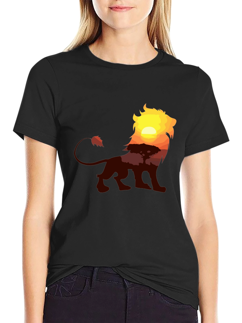 Lion Sunset Graphic Tee - Classic Black T-Shirt