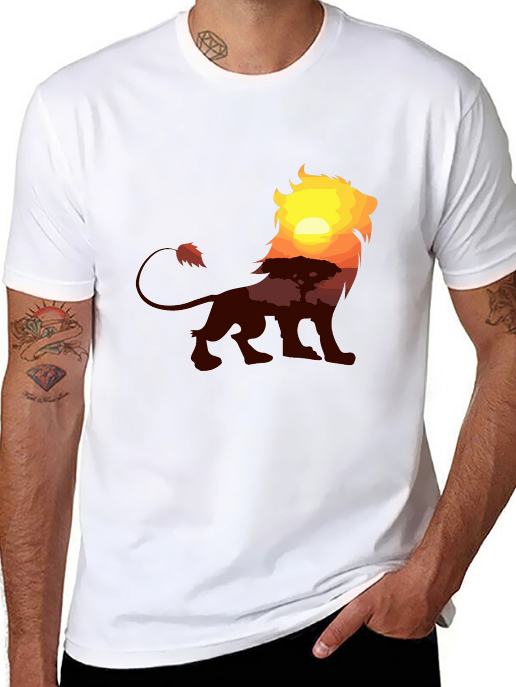 Lion Sunset Graphic Tee - Classic Black T-Shirt
