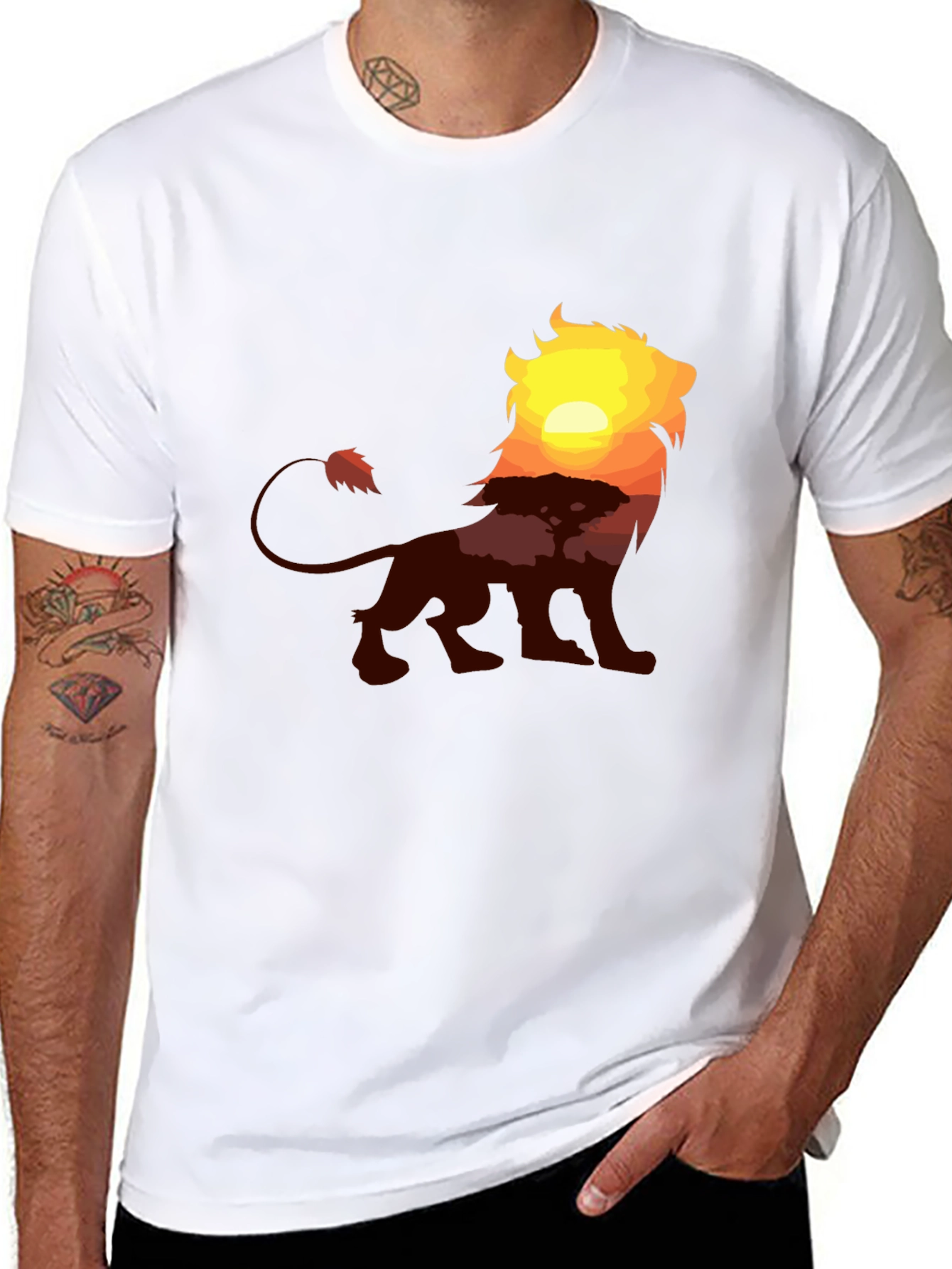 Lion Sunset Graphic Tee - Classic Black T-Shirt