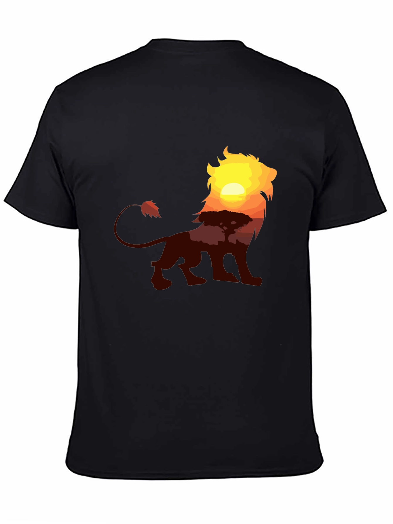 Lion Sunset Graphic Tee - Classic Black T-Shirt