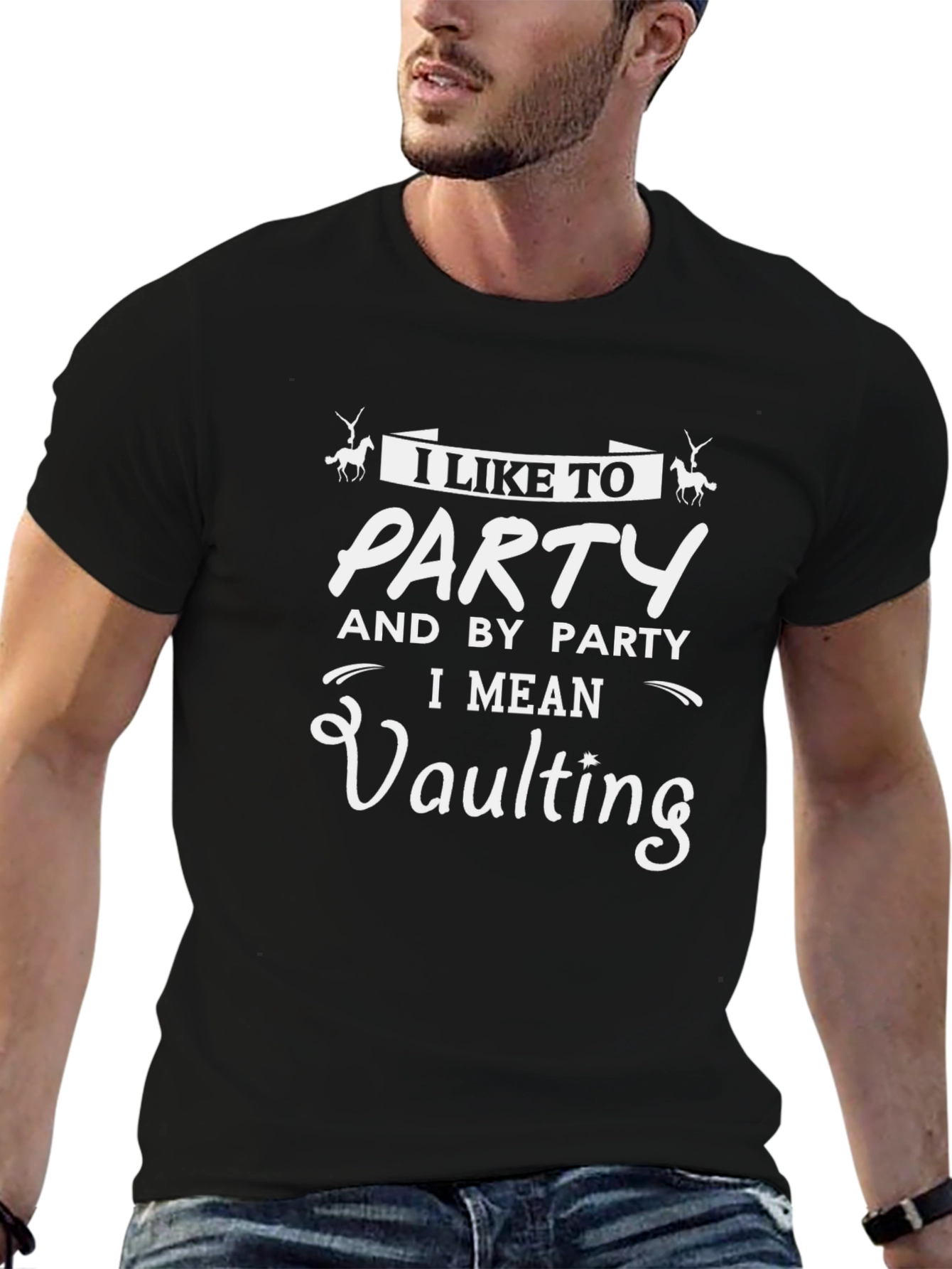 I Like To Party Vaulting Black Graphic Tee