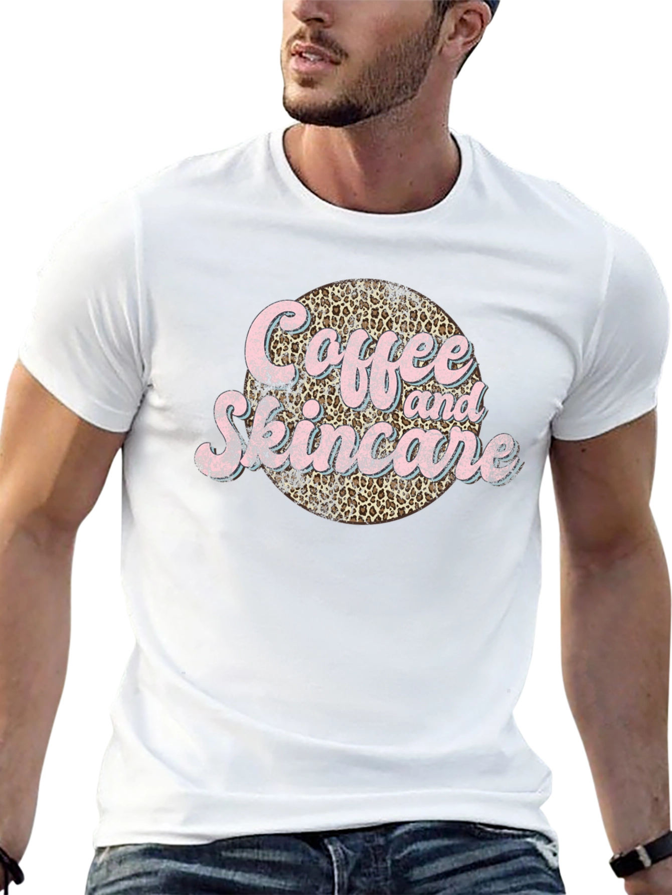 Coffee & Skincare Leopard Print Graphic Tee