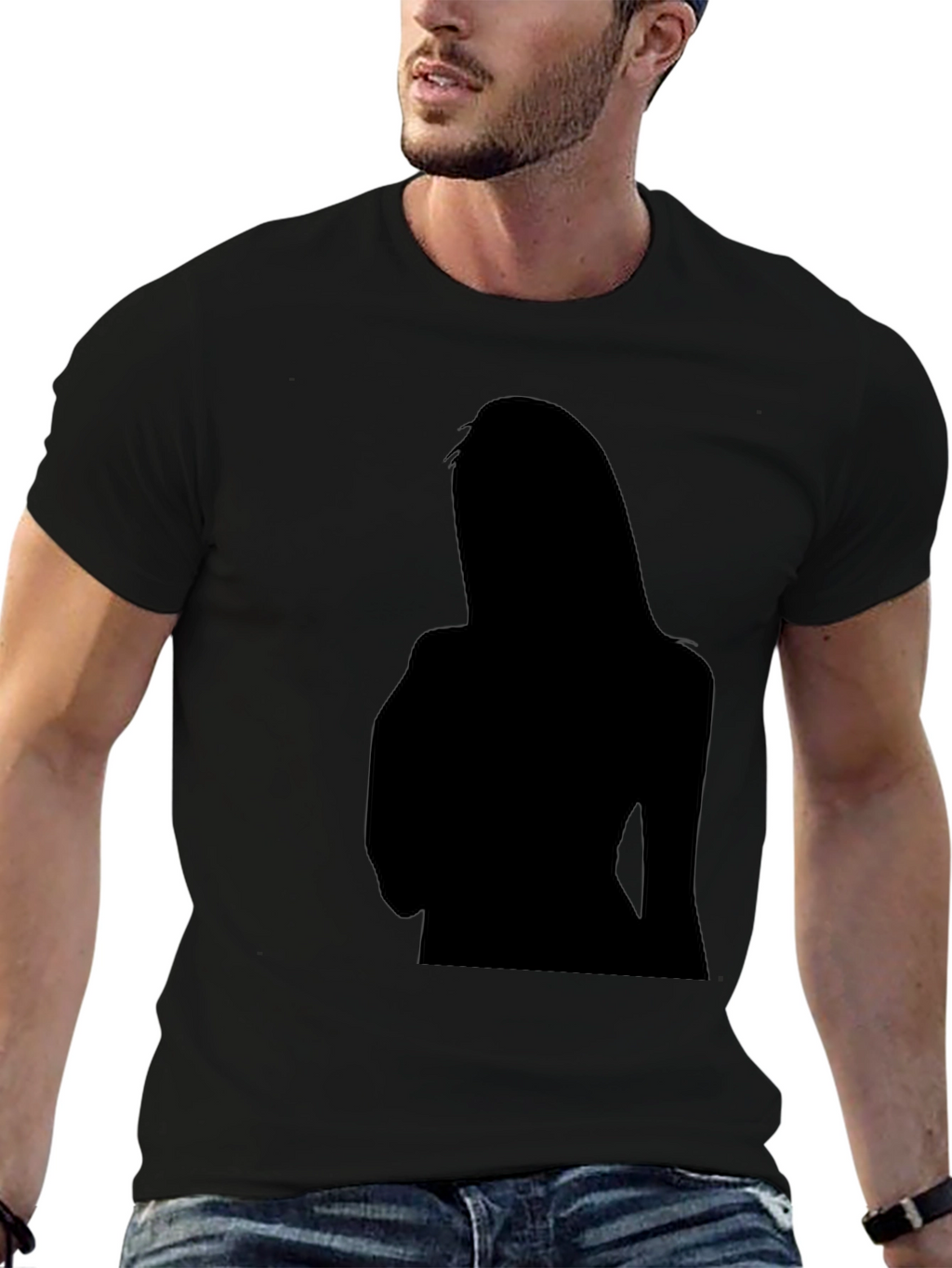 Mens Black Graphic Tee - Silhouette Print