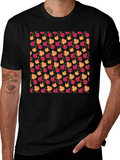 Autumn Leaves Pattern Black T-Shirt