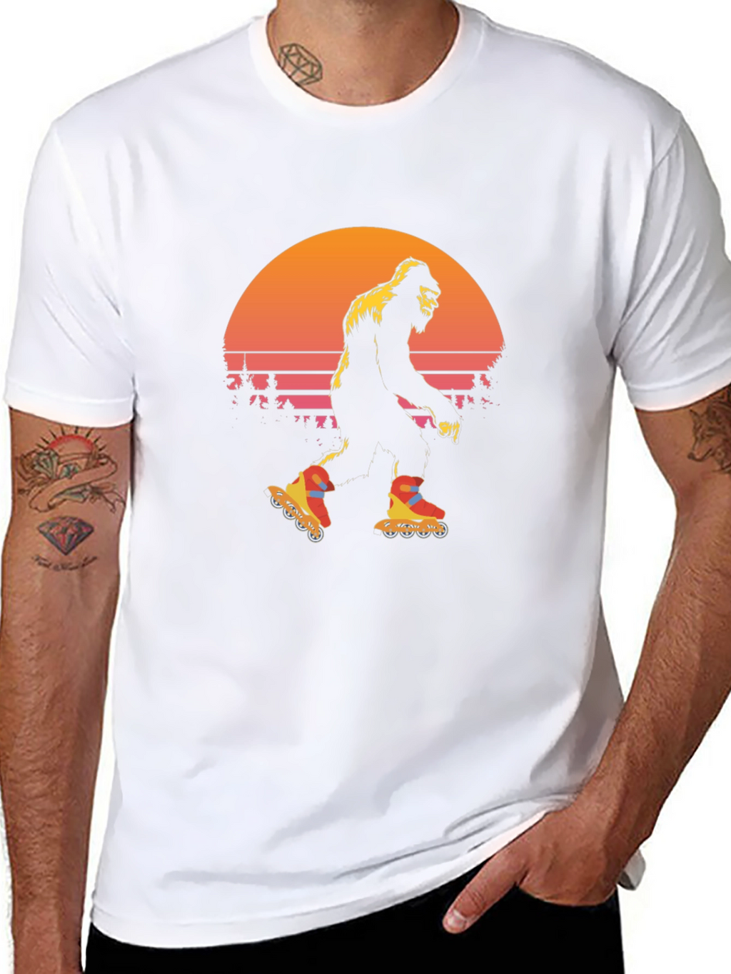 Retro Bigfoot Roller Skating T-Shirt