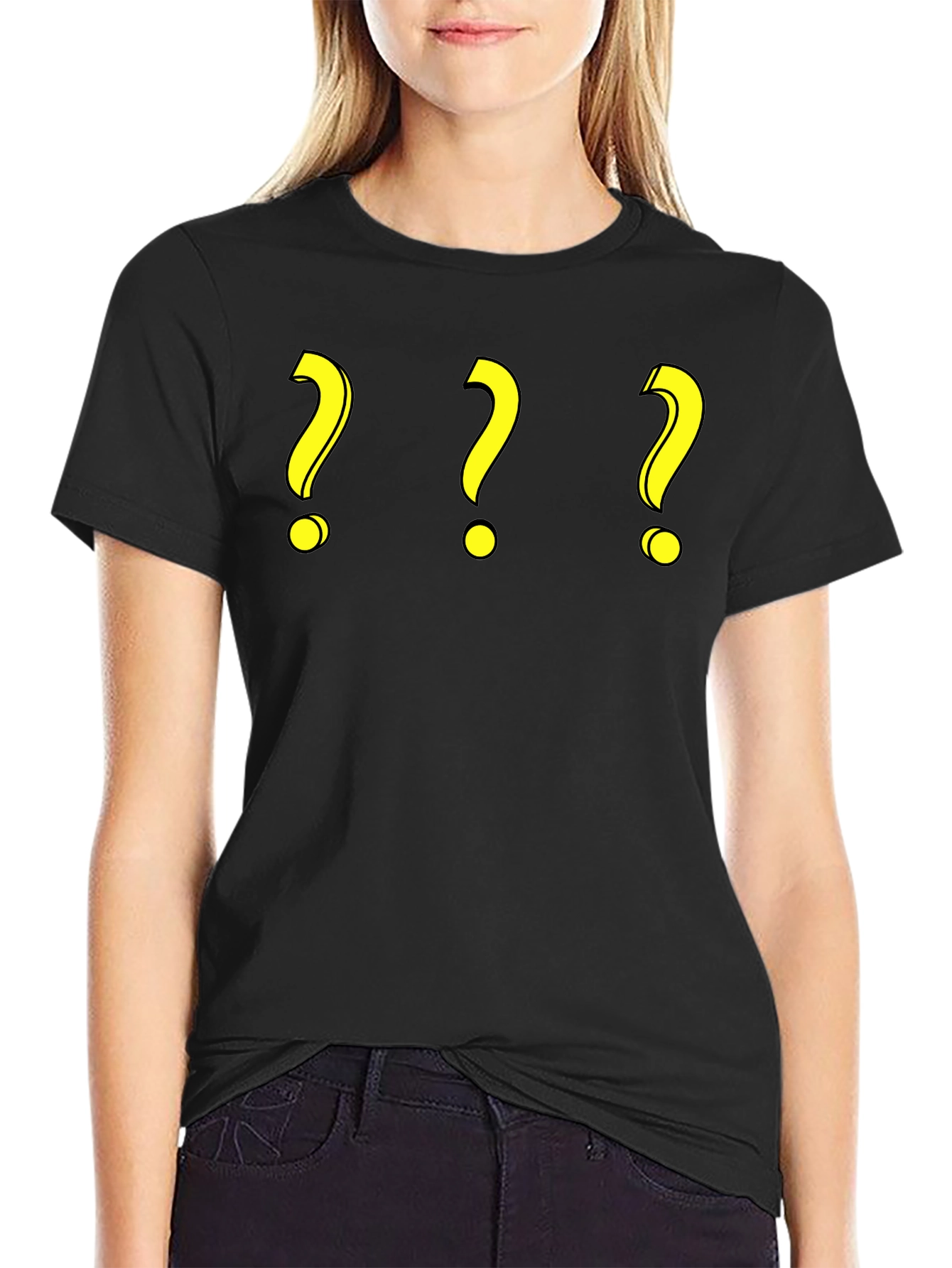 Question Mark T-Shirt - Three Yellow Symbols