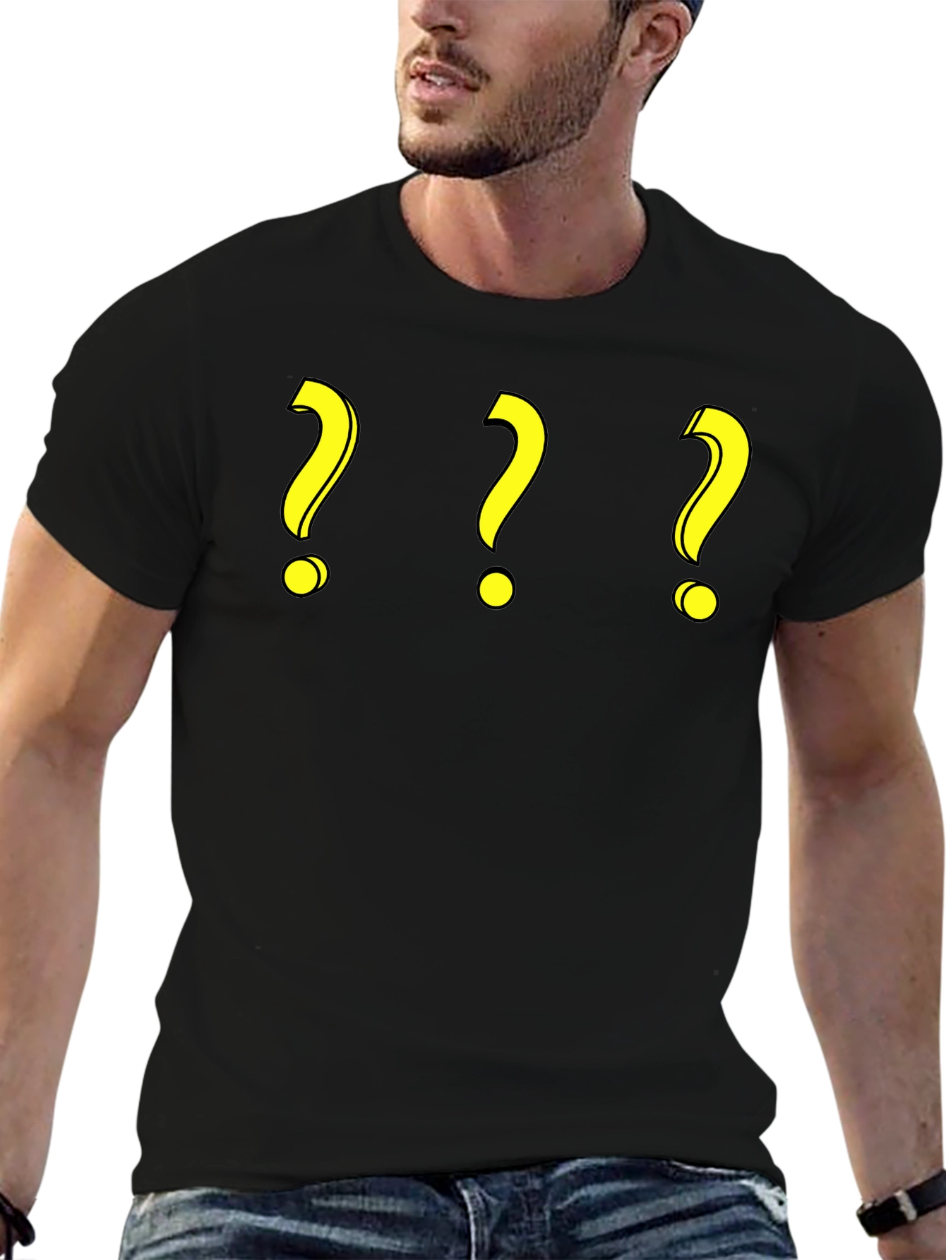 Question Mark T-Shirt - Three Yellow Symbols