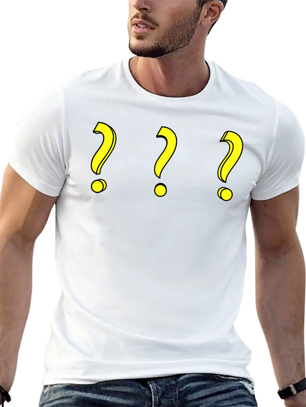 Question Mark T-Shirt - Three Yellow Symbols