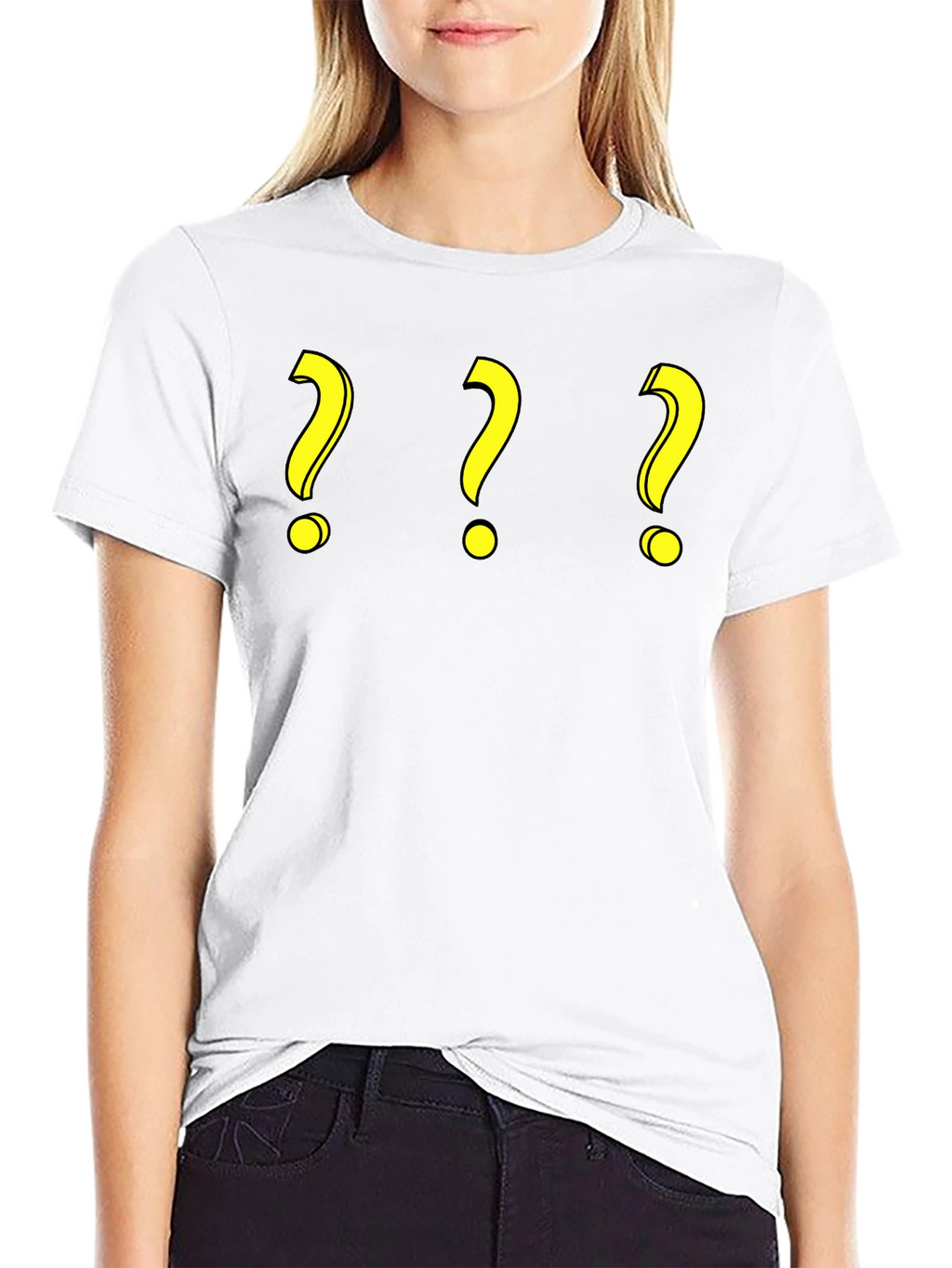 Question Mark T-Shirt - Three Yellow Symbols