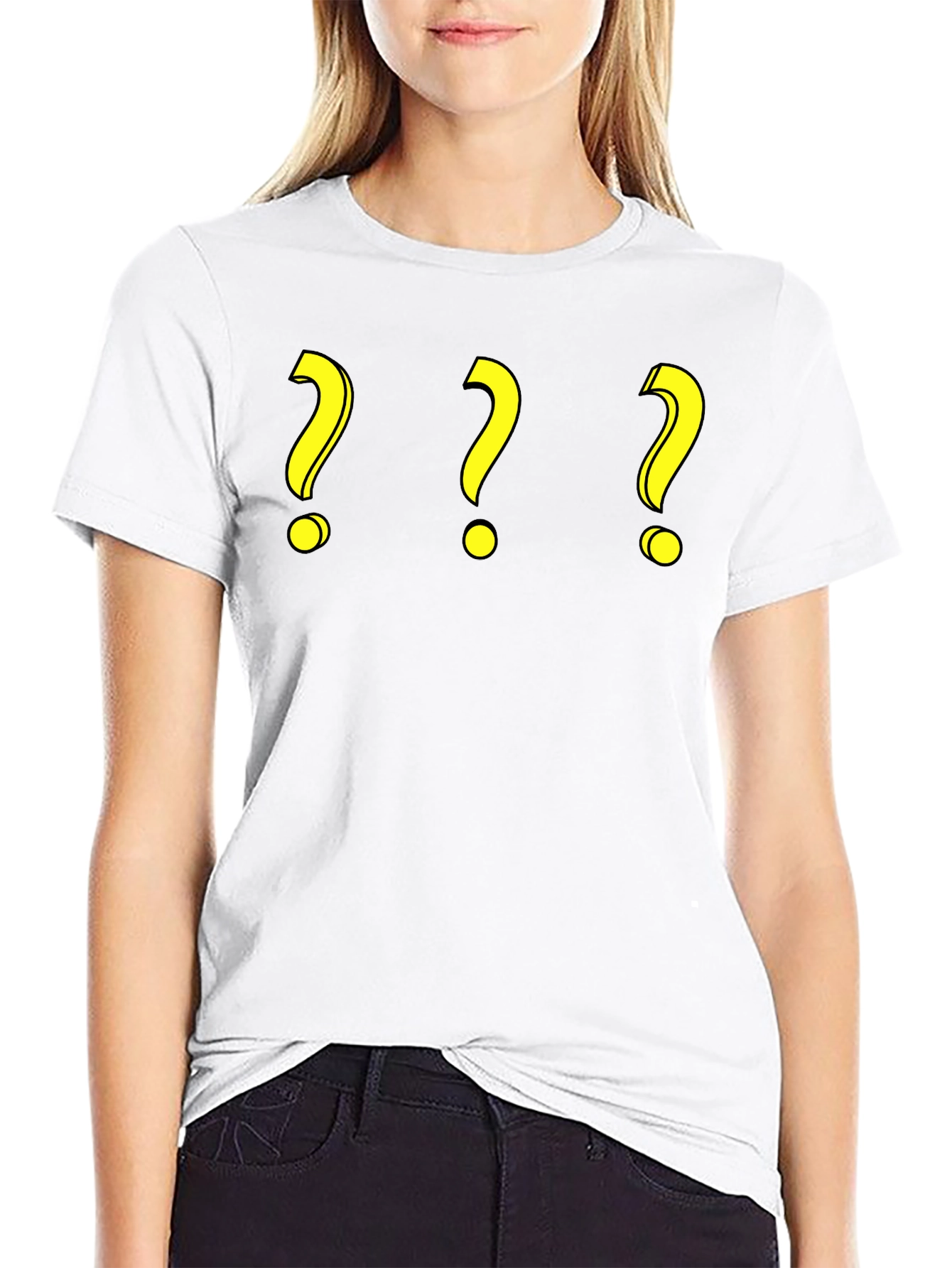 Question Mark T-Shirt - Three Yellow Symbols