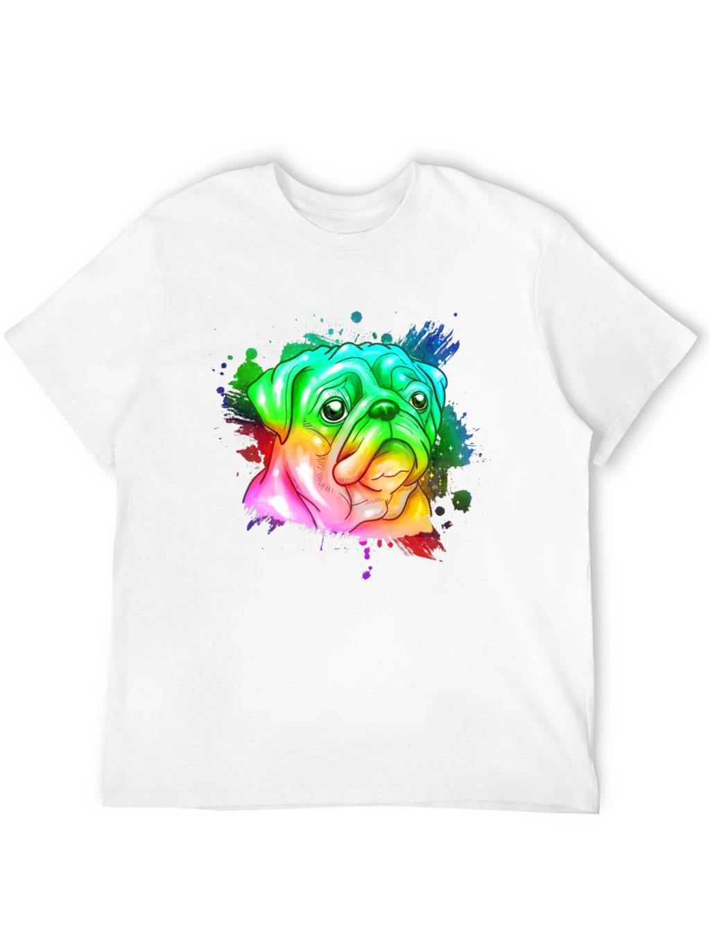 Rainbow Pug Graphic Tee - Mens Black T-Shirt