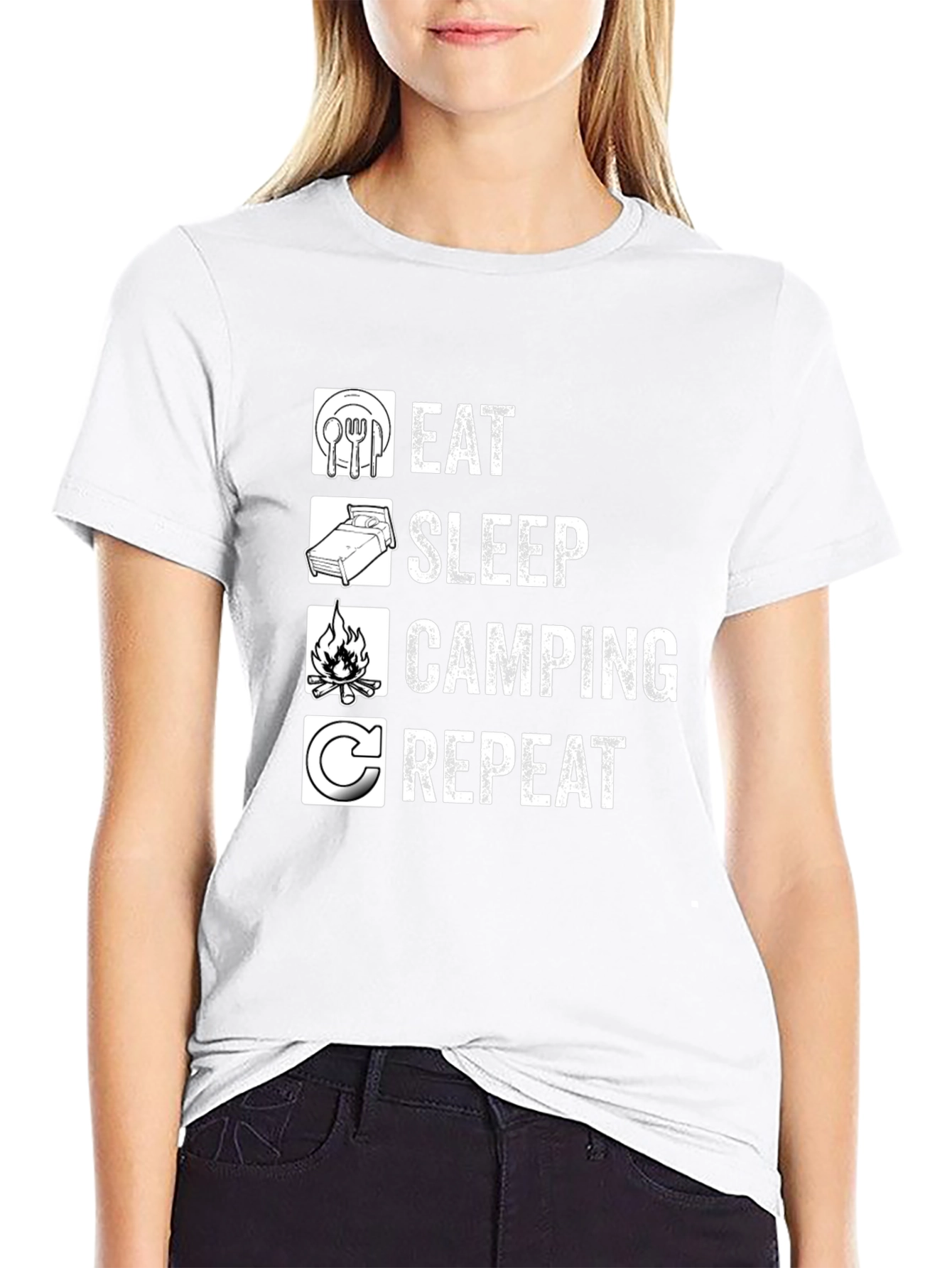 Eat Sleep Camping Repeat Graphic T-Shirt