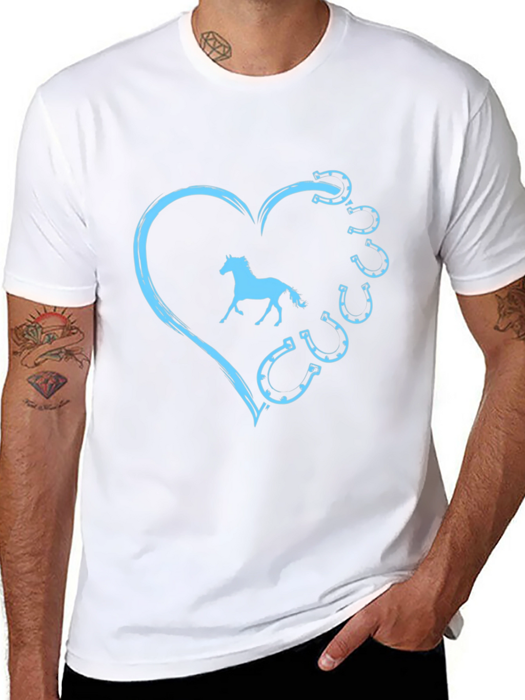 Horse Lover Tee: Heart & Horseshoe Design