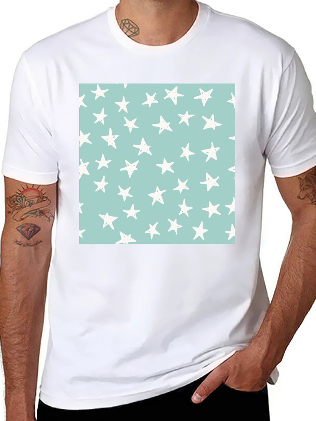 Starry Sky Tee - Black Cotton Casual T-Shirt
