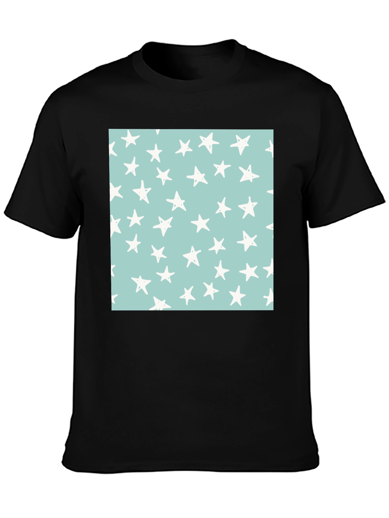 Starry Sky Tee - Black Cotton Casual T-Shirt