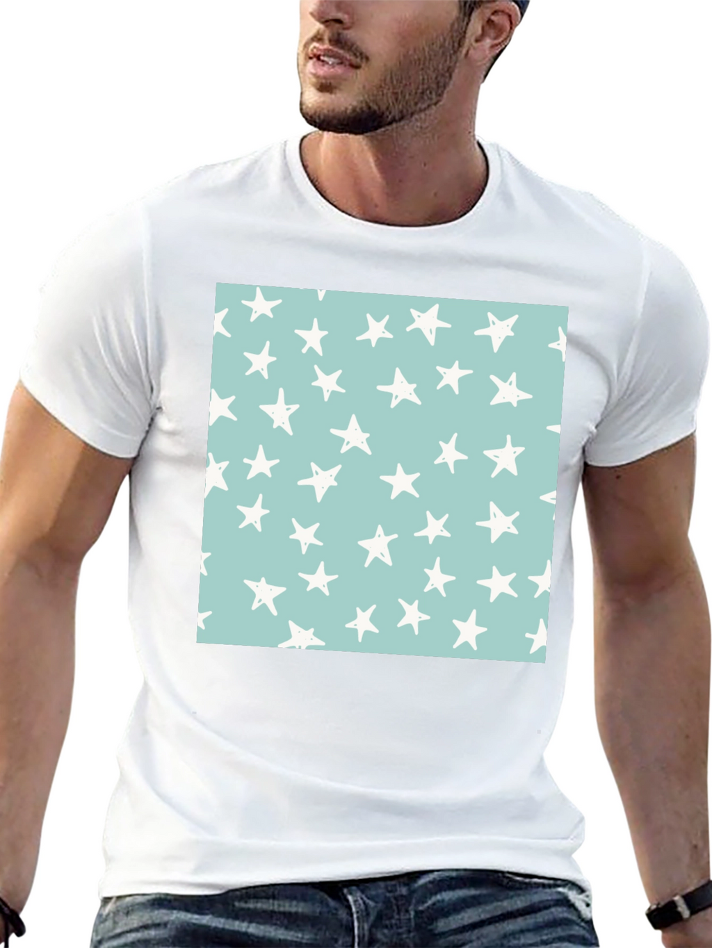 Starry Sky Tee - Black Cotton Casual T-Shirt