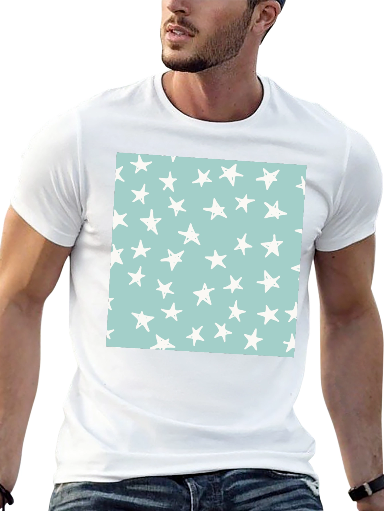 Starry Sky Tee - Black Cotton Casual T-Shirt