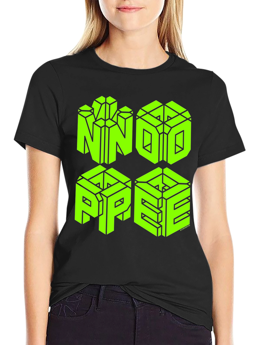 Geometric NOPE T-Shirt - Neon Green Graphic Tee