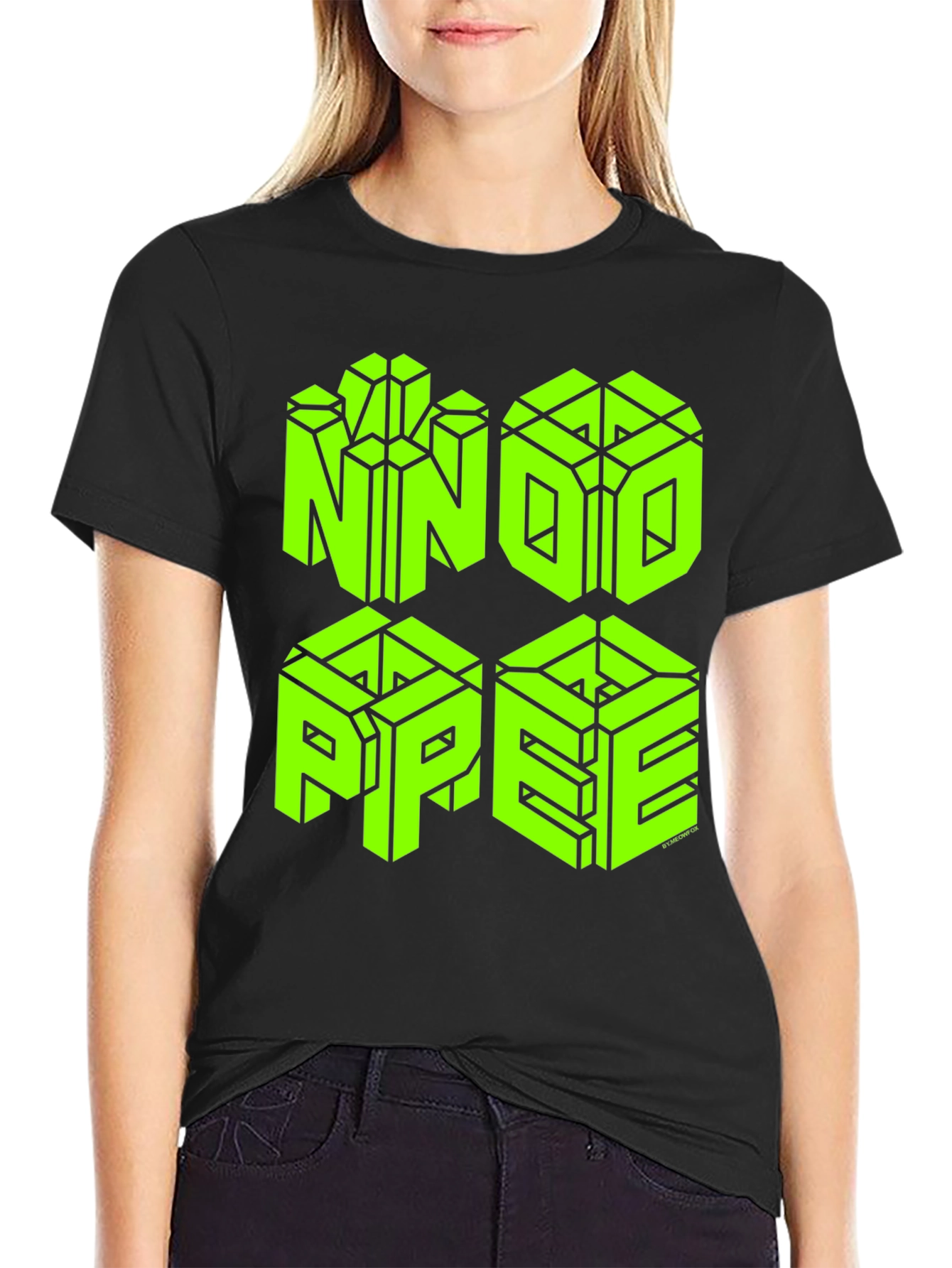 Geometric NOPE T-Shirt - Neon Green Graphic Tee