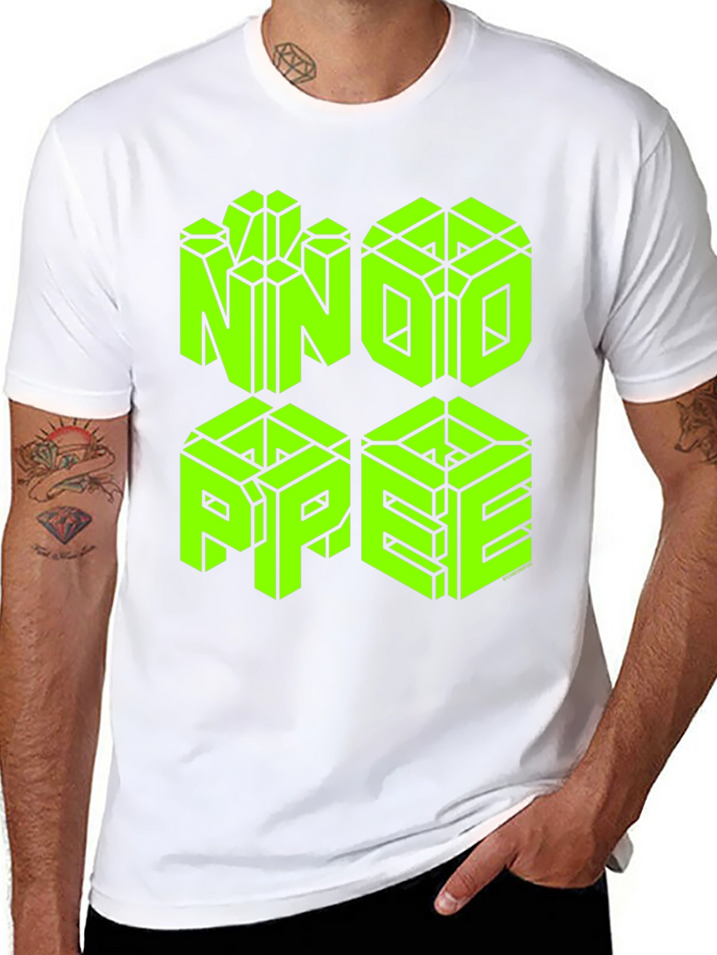 Geometric NOPE T-Shirt - Neon Green Graphic Tee