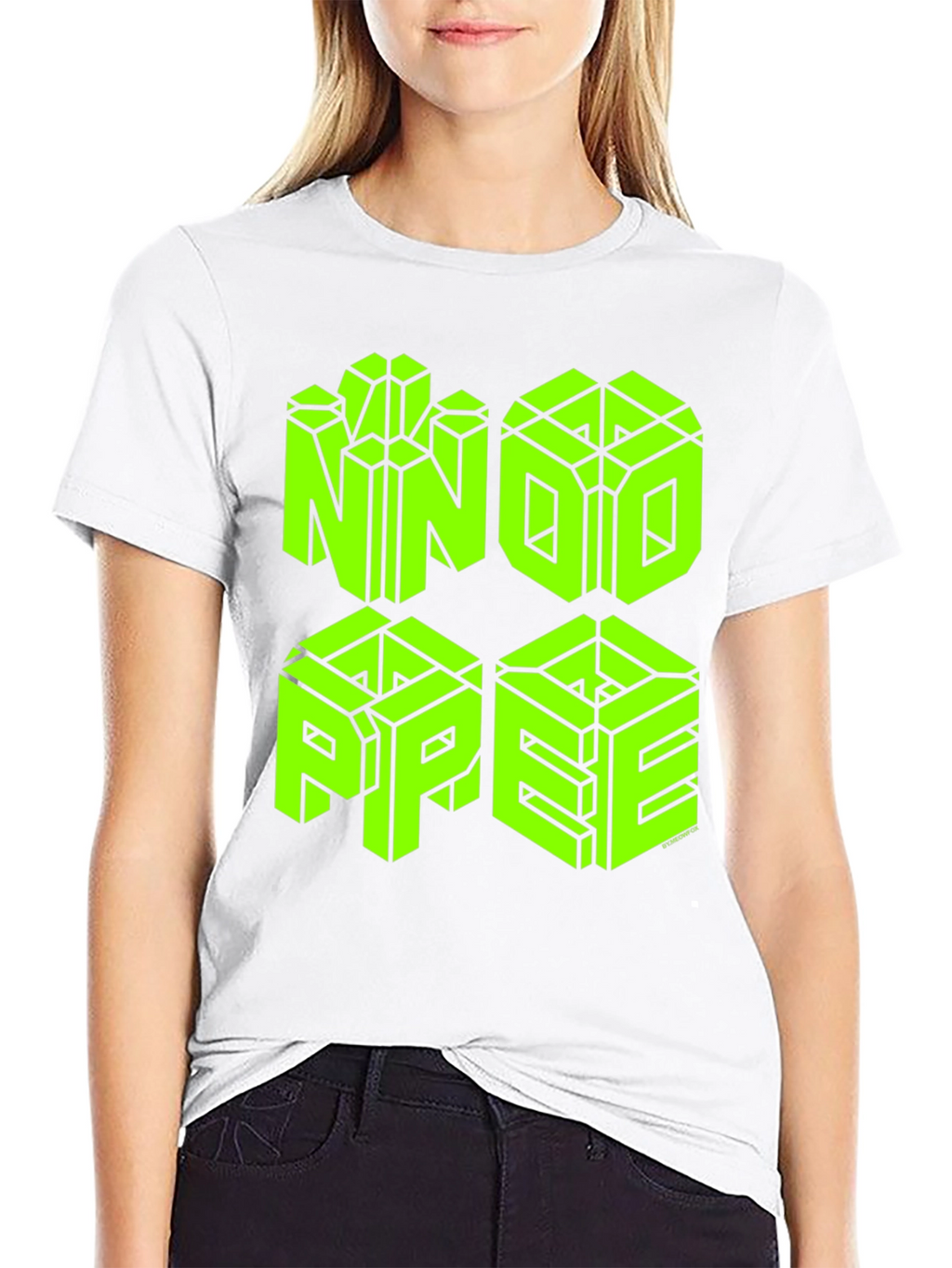 Geometric NOPE T-Shirt - Neon Green Graphic Tee