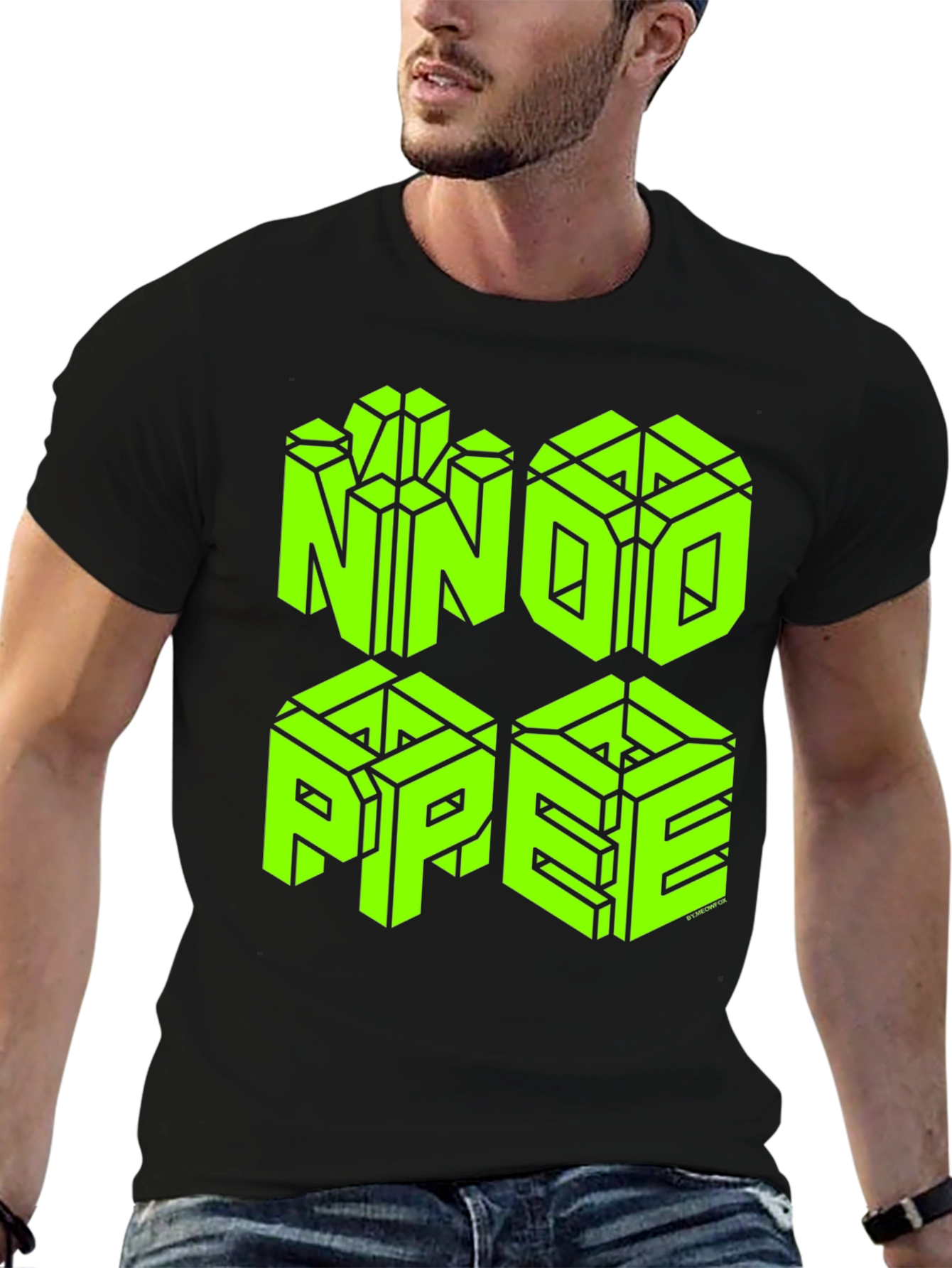 Geometric NOPE T-Shirt - Neon Green Graphic Tee
