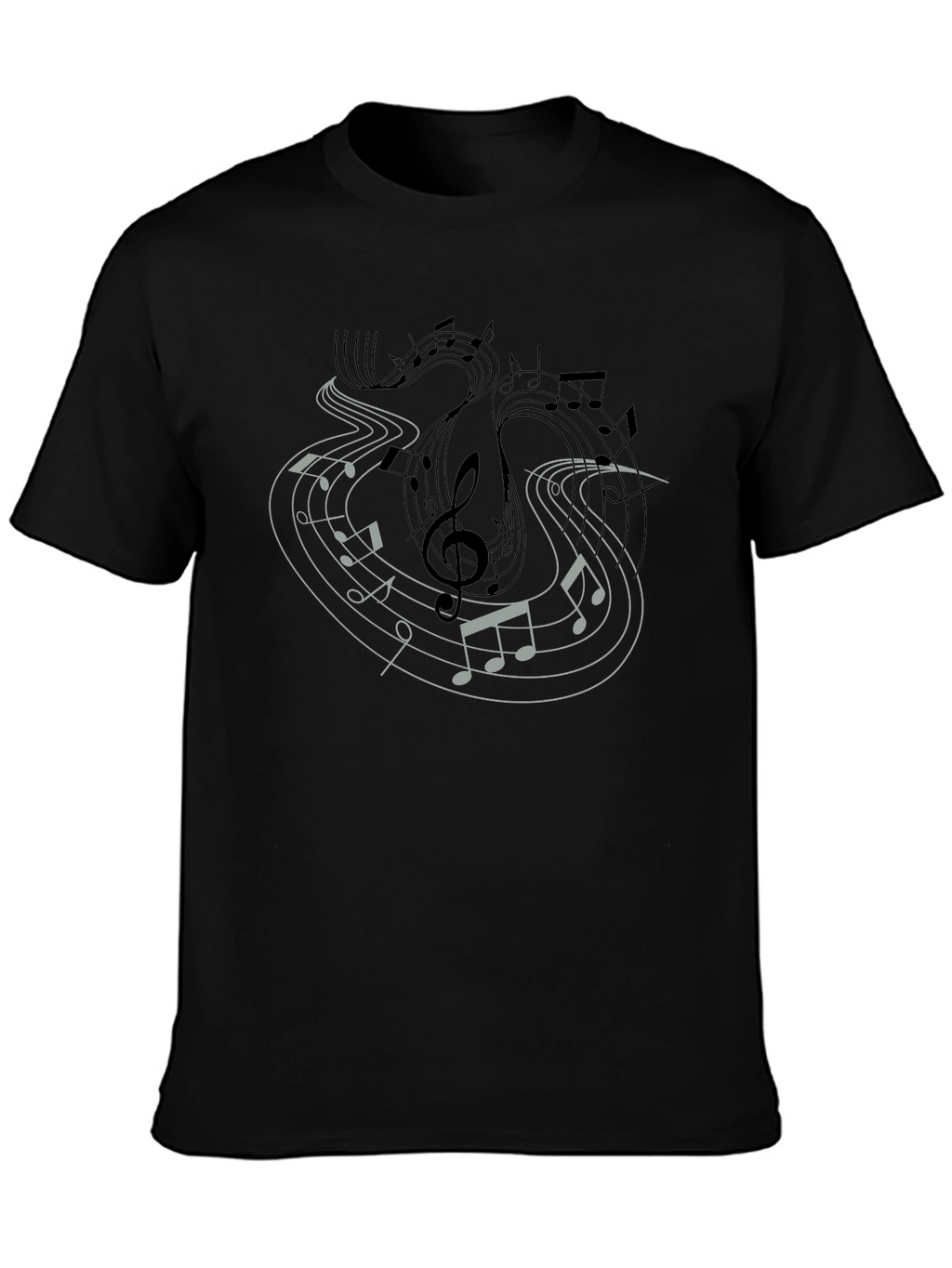 Musical Notes Graphic Tee - Black Casual Shirt