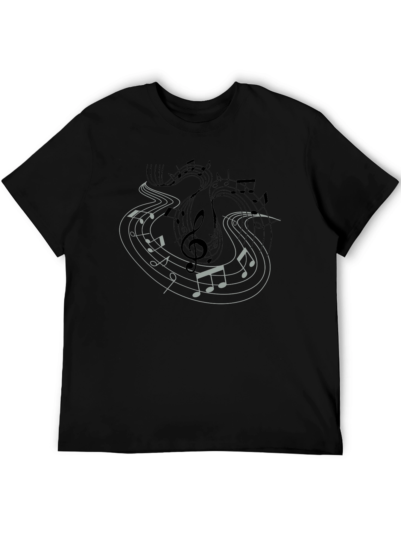 Musical Notes Graphic Tee - Black Casual Shirt