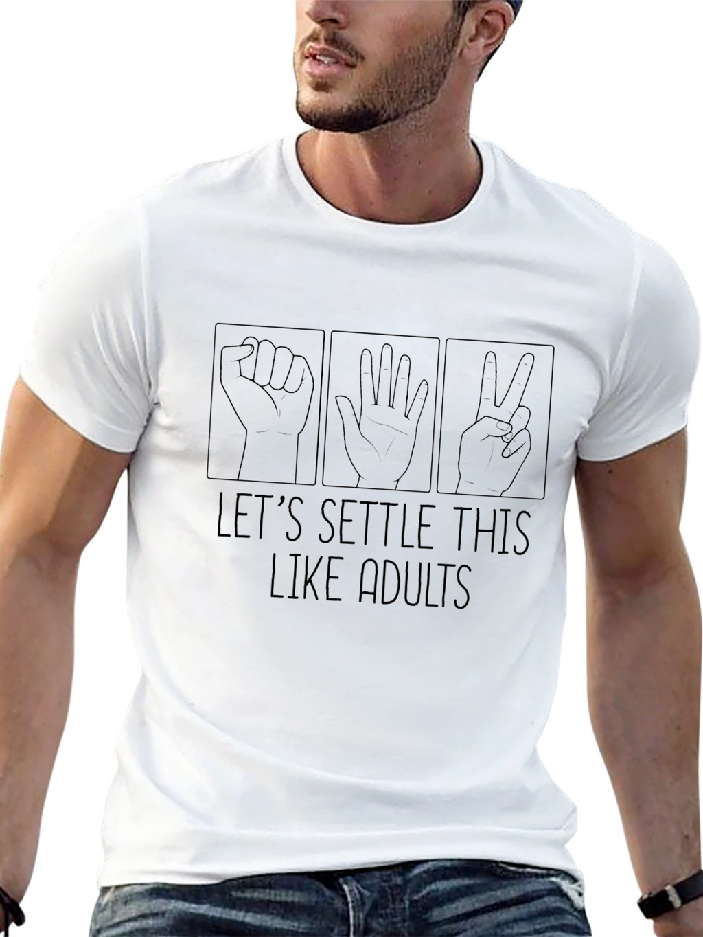 Rock Paper Scissors Settle This Black T-Shirt