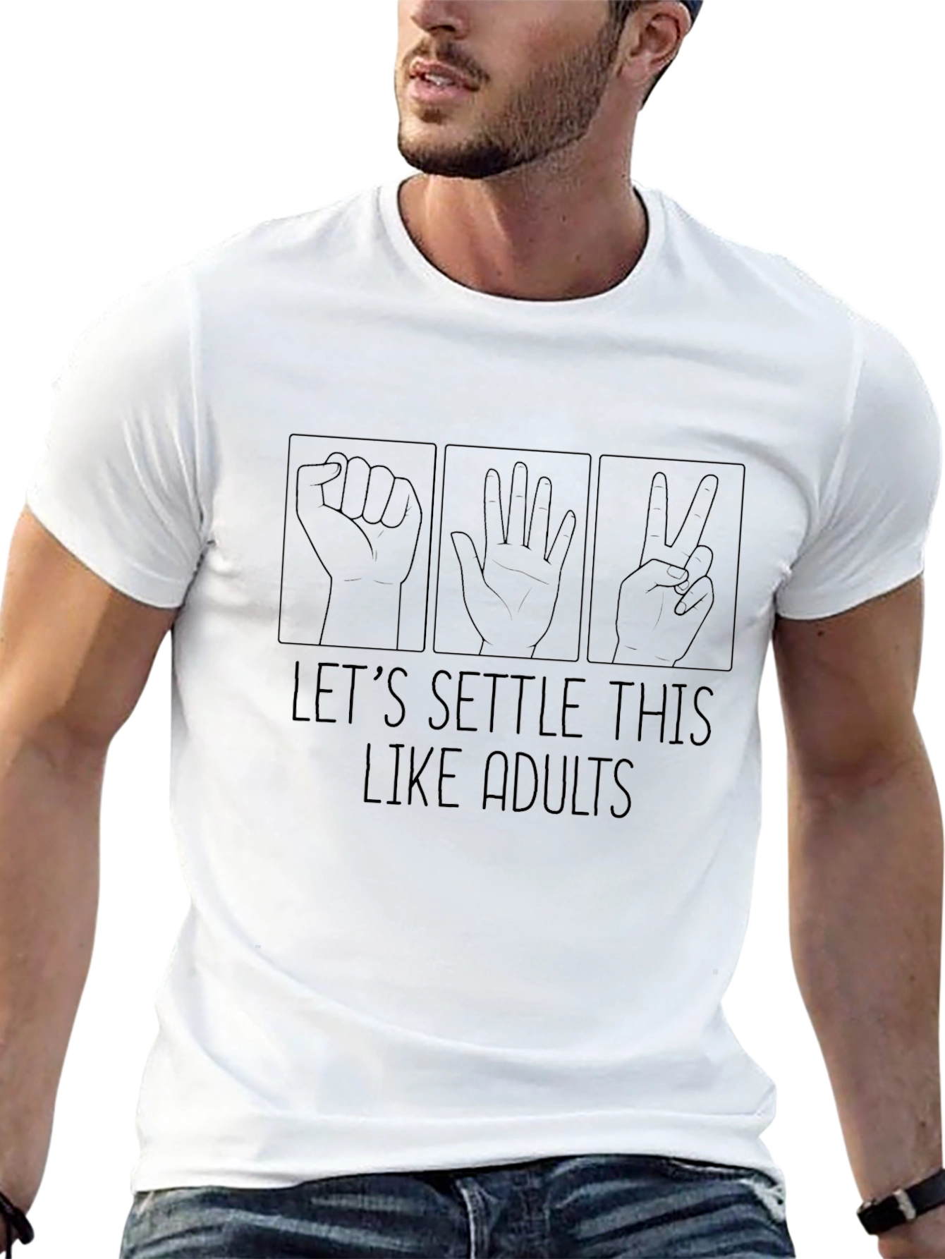 Rock Paper Scissors Settle This Black T-Shirt