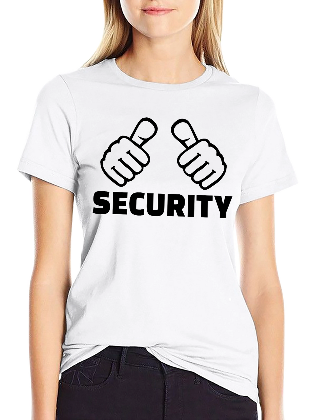 Security Thumbs Up Graphic Tee - Black Cotton T-Shirt