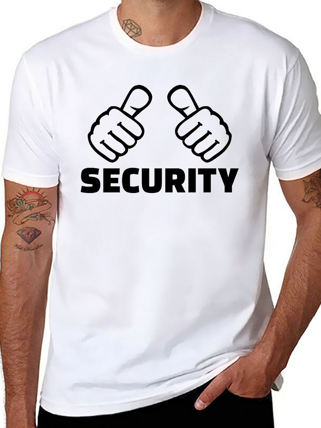 Security Thumbs Up Graphic Tee - Black Cotton T-Shirt