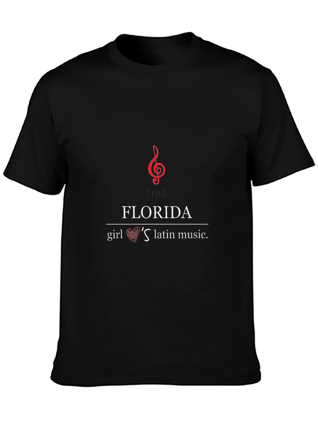 Florida Girl Loves Latin Music Black Graphic T-Shirt
