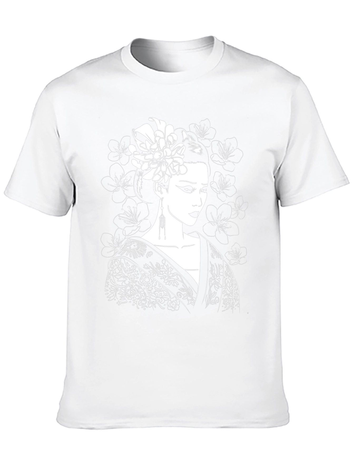 Geisha Graphic Tee - Black Cotton Blend Shirt