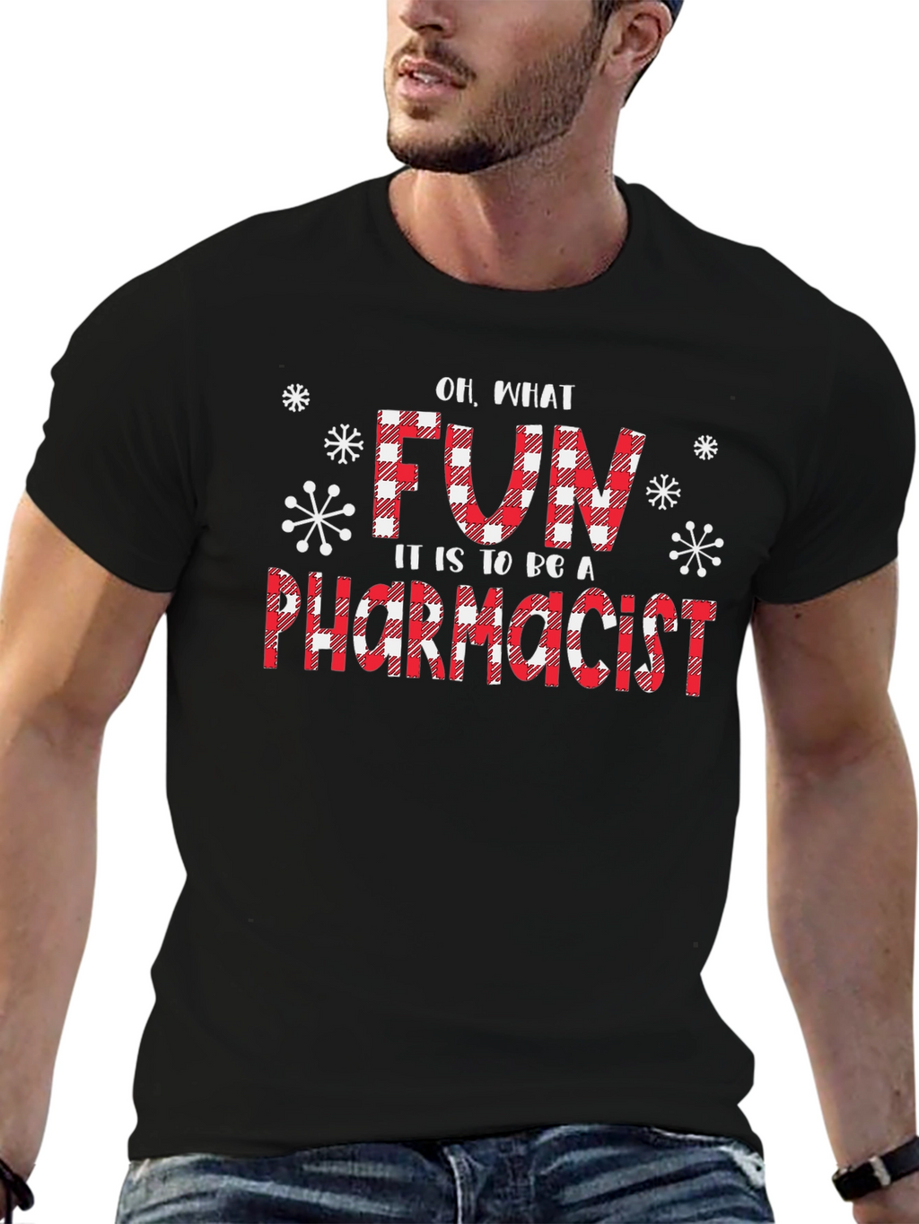 Fun Pharmacist Christmas Buffalo Plaid T-Shirt