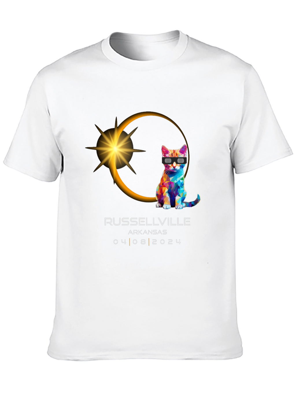 Russellville Arkansas Eclipse 2024 Cat T-Shirt