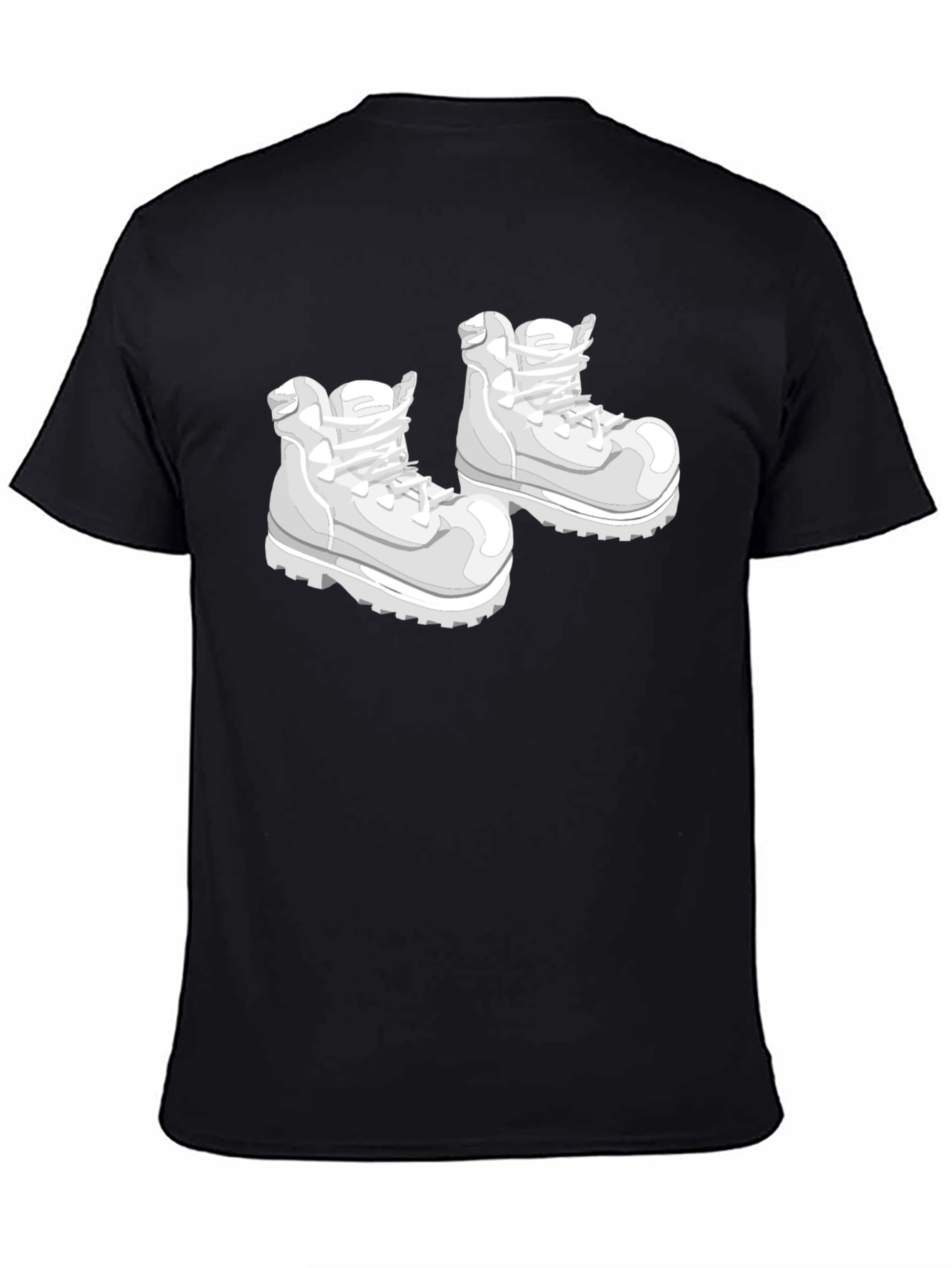 Cartoon Boots Graphic Black T-Shirt