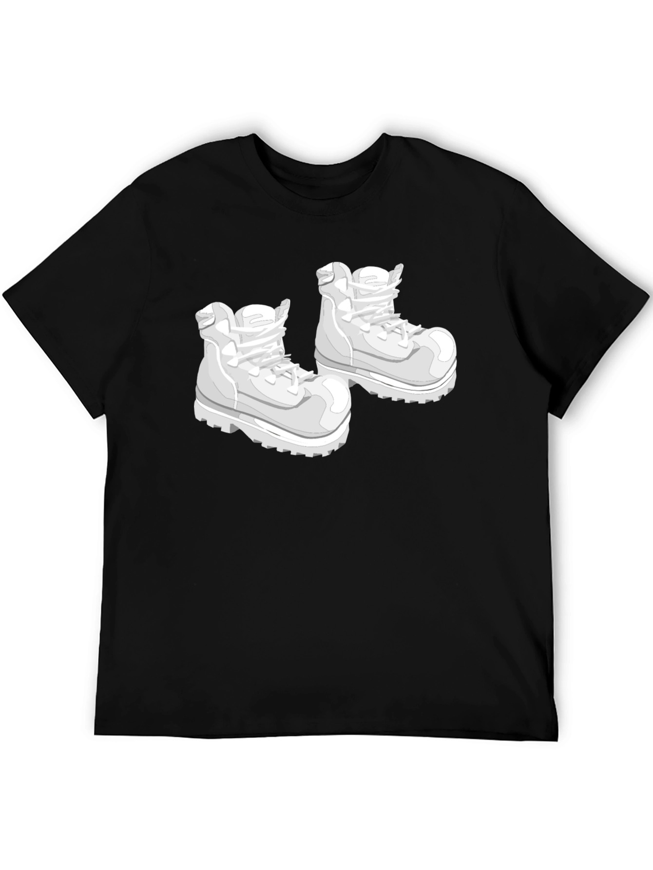 Cartoon Boots Graphic Black T-Shirt