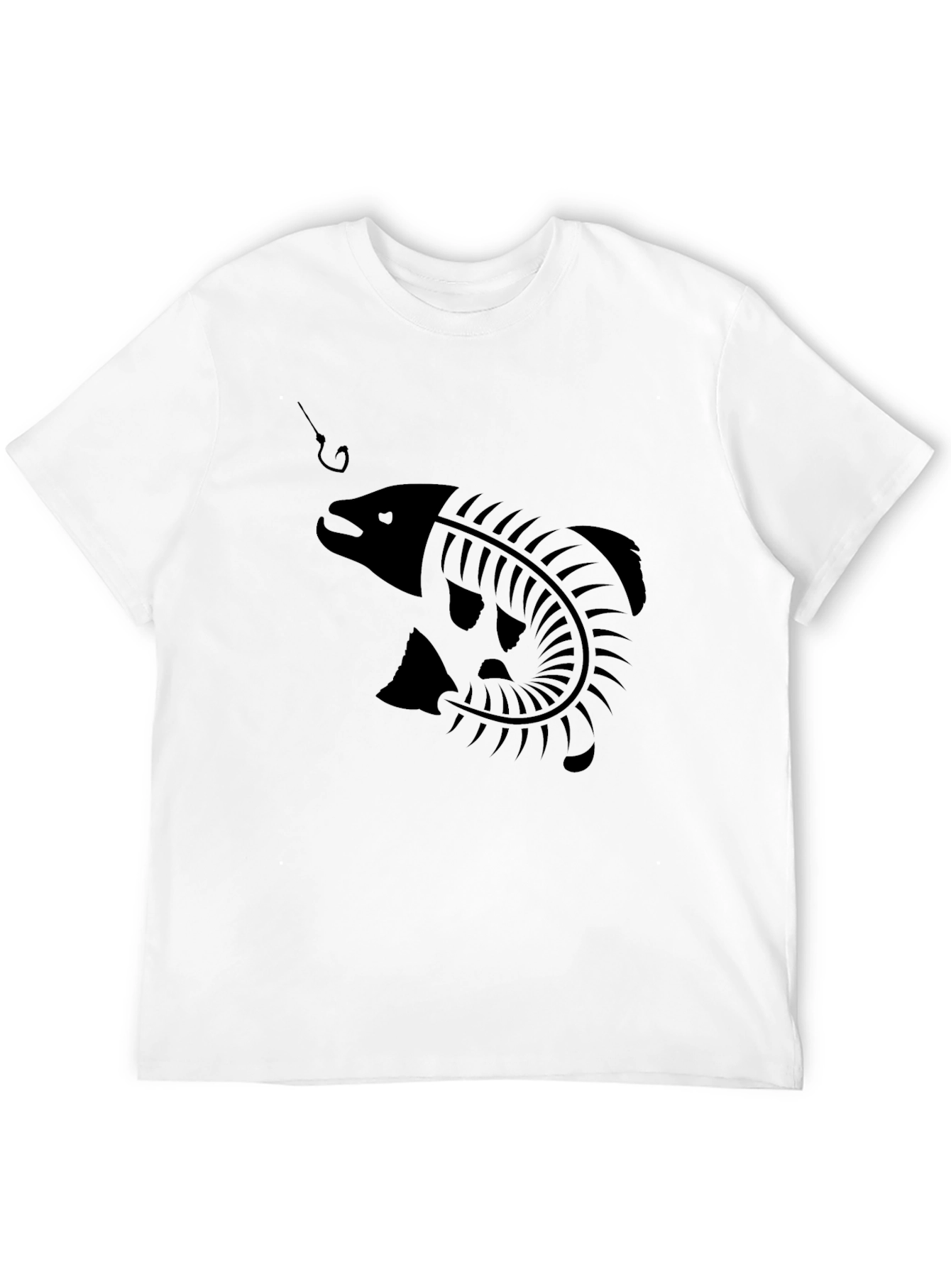 Black Fish Skeleton Graphic Tee - Unique Design