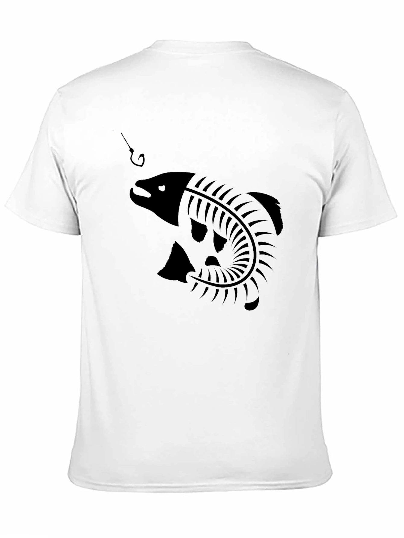 Black Fish Skeleton Graphic Tee - Unique Design