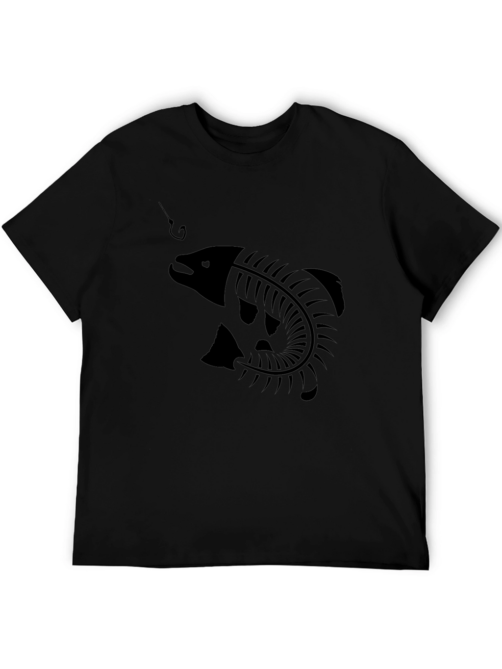 Black Fish Skeleton Graphic Tee - Unique Design