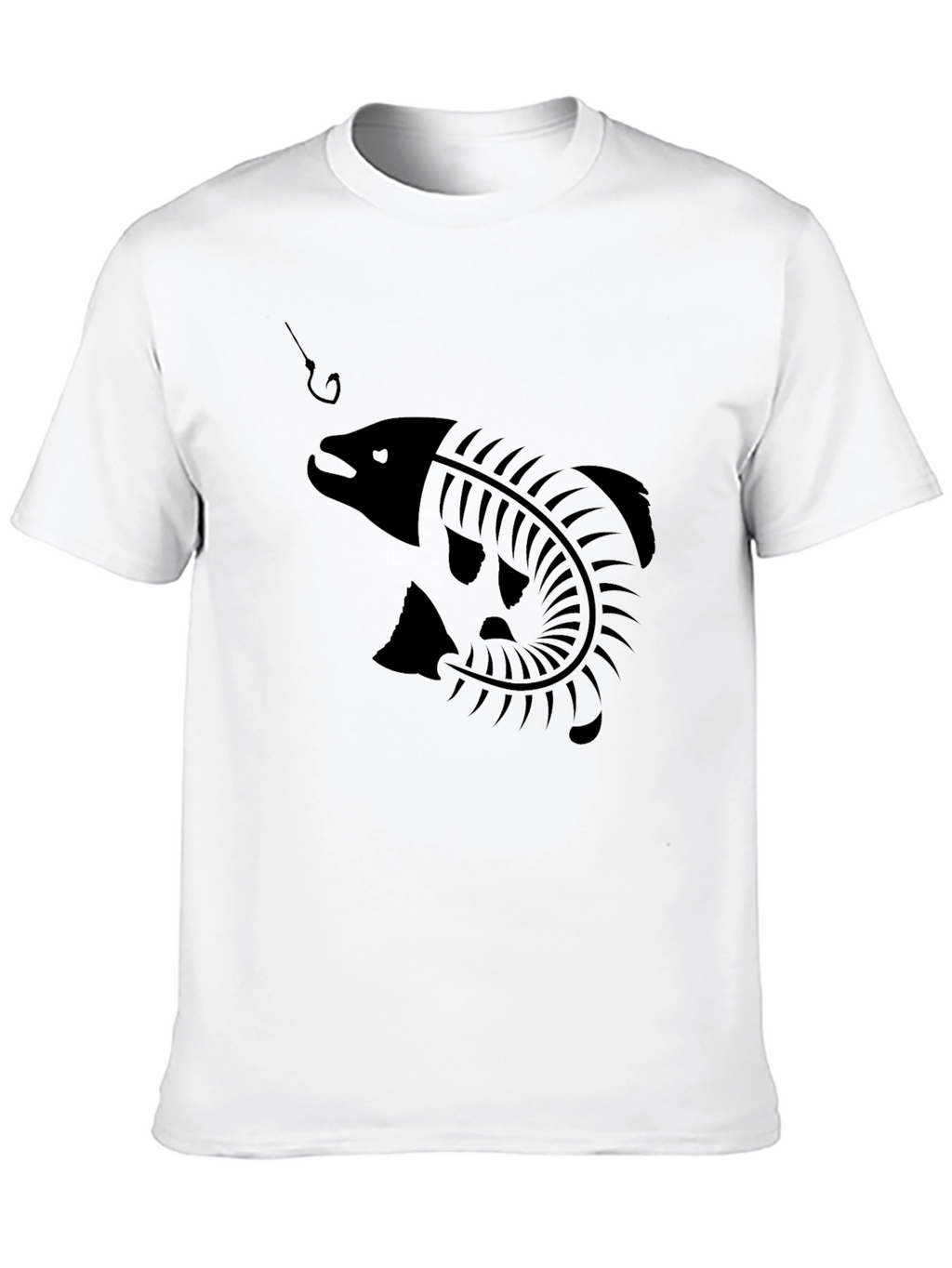 Black Fish Skeleton Graphic Tee - Unique Design