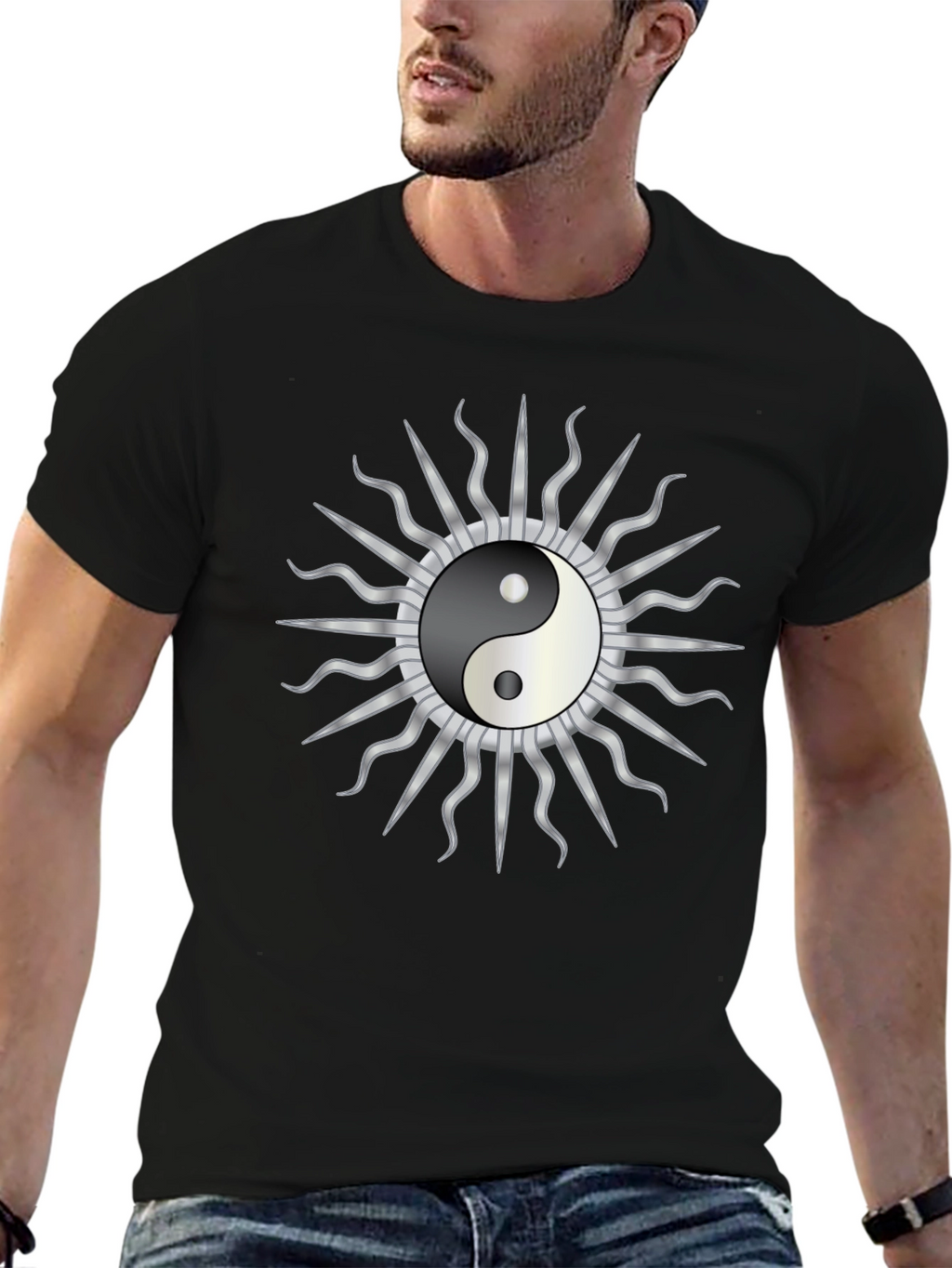 Yin Yang Sun Graphic T-Shirt - Harmony & Style