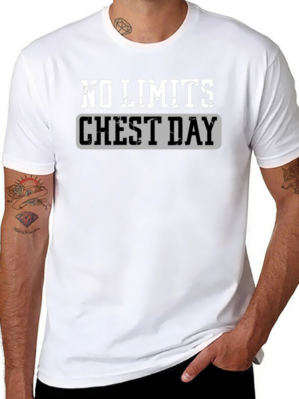No Limits Chest Day Black Graphic T-Shirt