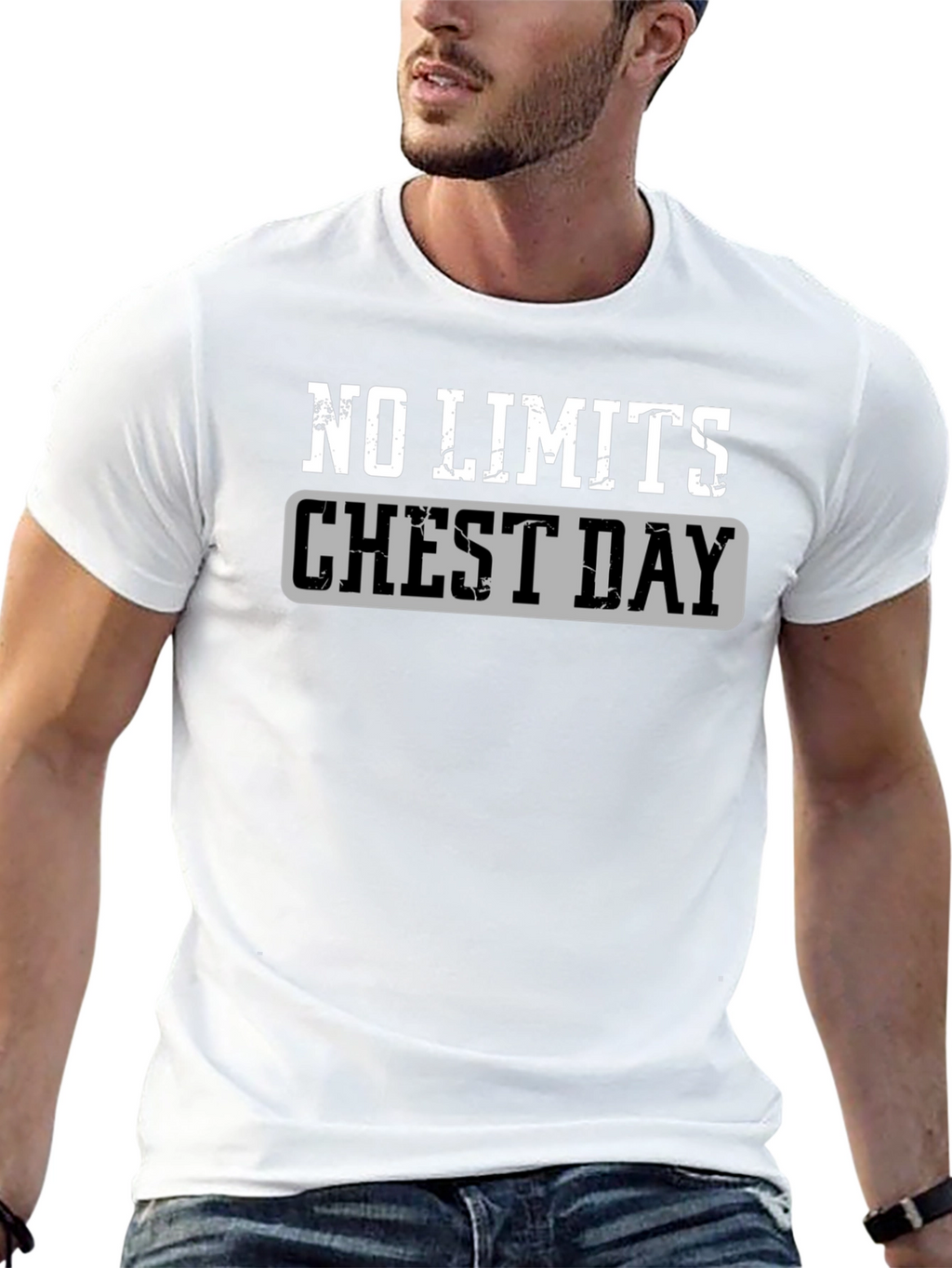 No Limits Chest Day Black Graphic T-Shirt